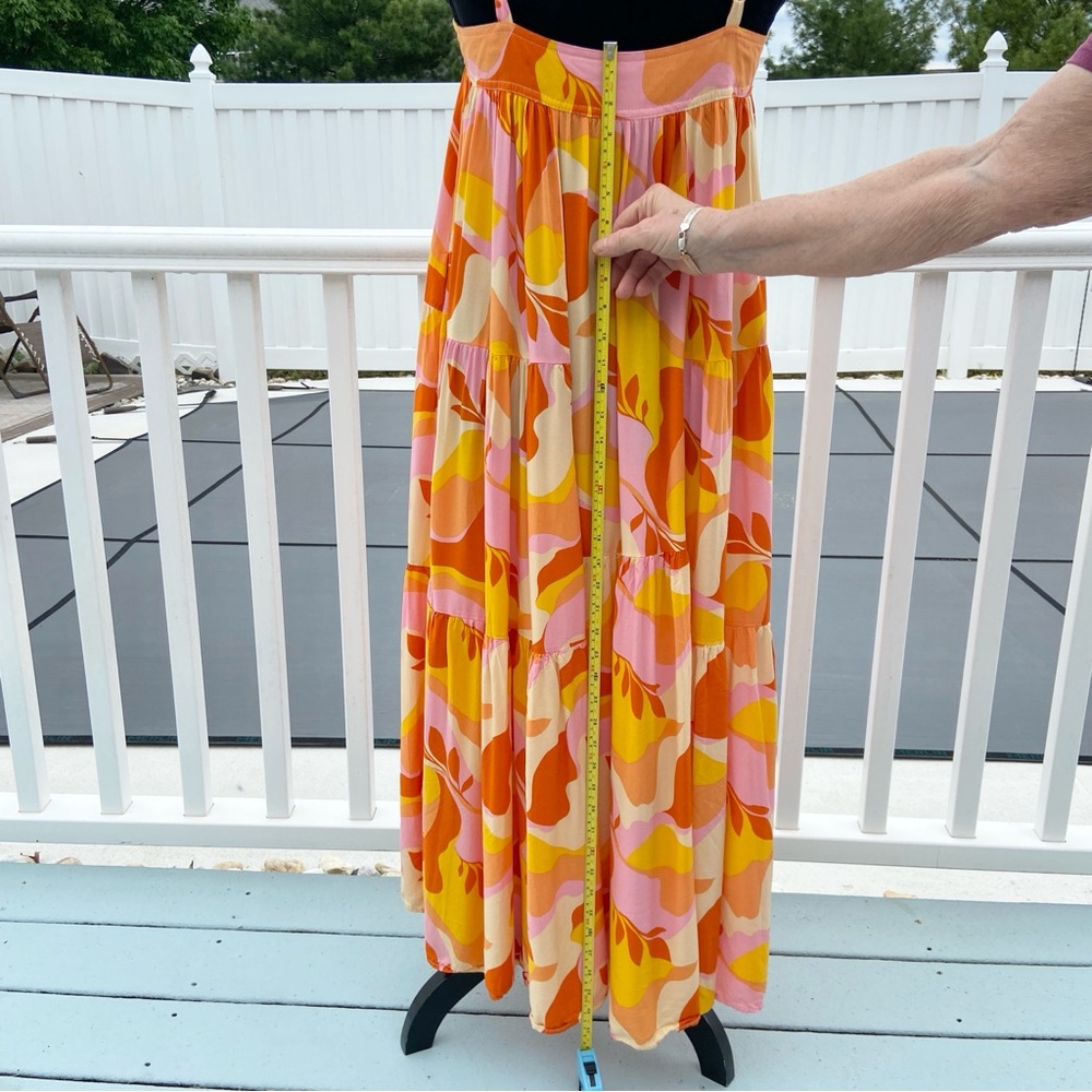 ANTHROPOLOGIE ABEL THE LABEL Sunset Floral Tiered Boho Tropical Maxi Dress Small - Picture 12 of 16
